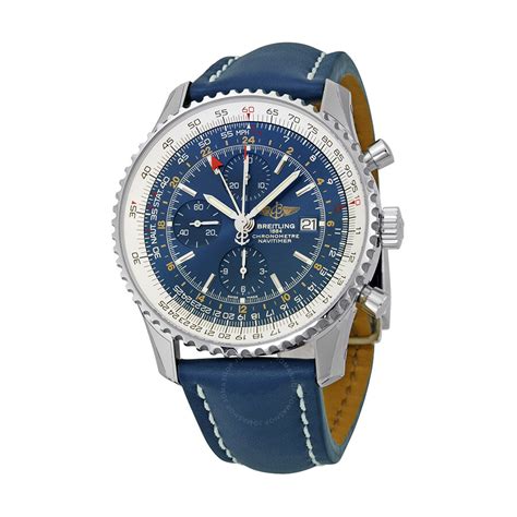 breitling men's navitimer world croco strap watch silver dial|breitling navitimer 42 35.